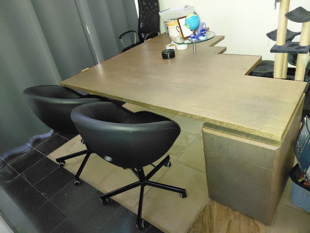 bureau - groot 2 x 3m, Ophalen, Gebruikt, Met lades, 300 cm
