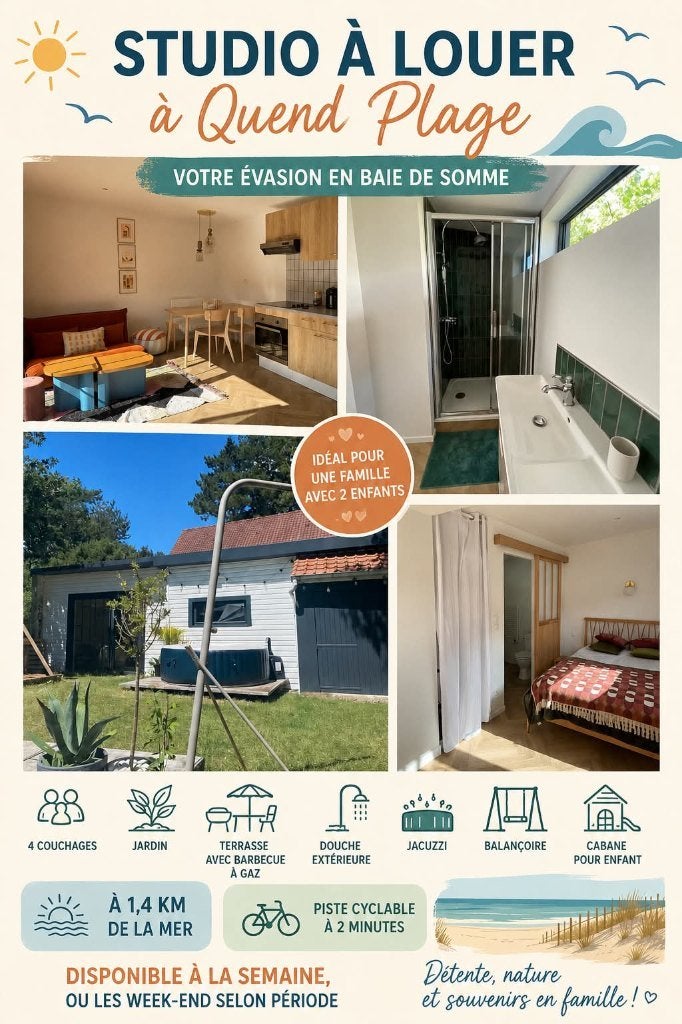 Location saisonnière Guest House au calme Quend plage, Immo, Appartements & Studios à louer, Tournai, 20 à 35 m²
