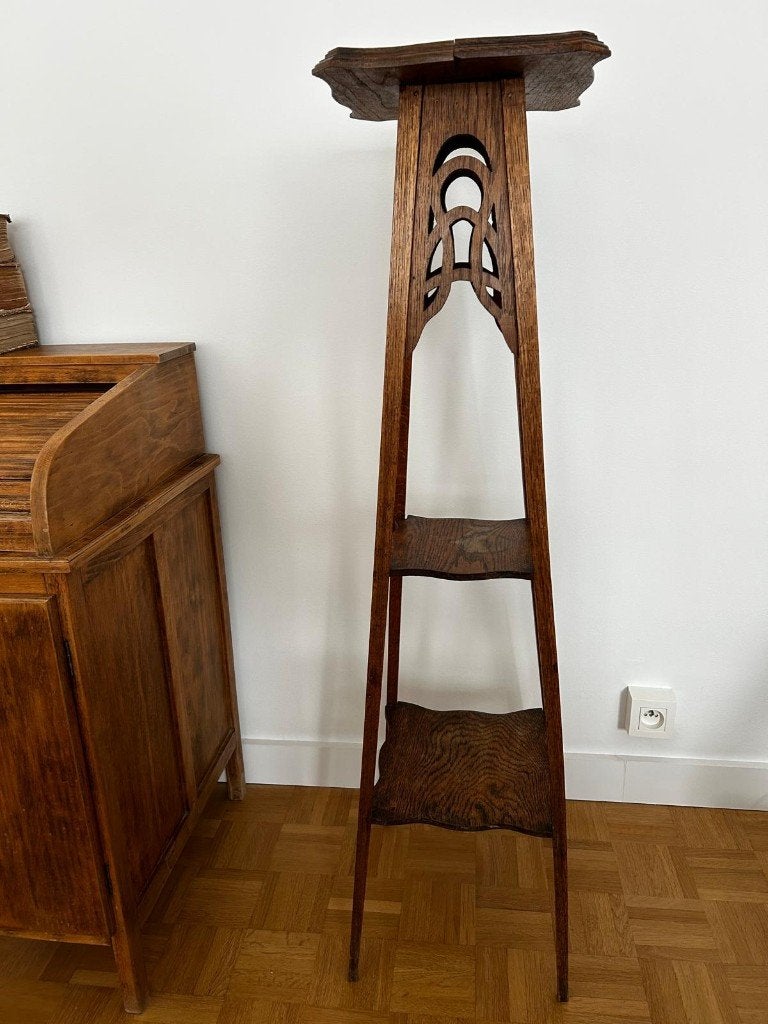 Élégante table à plantes en bois de style Art Nouveau, Art Nouveau, Moins de 55 cm, Enlèvement, Utilisé