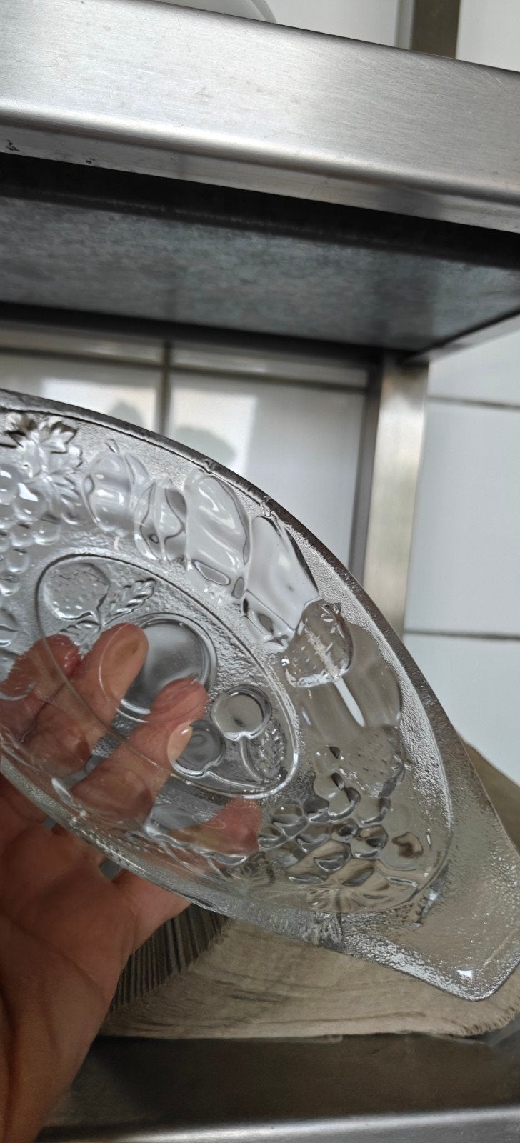 glazen serveeeschaal ijs, Ophalen