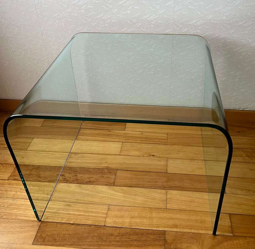 Table d'appoint en verre façonné, Neuf, 55 à 75 cm, Carré, Verre
