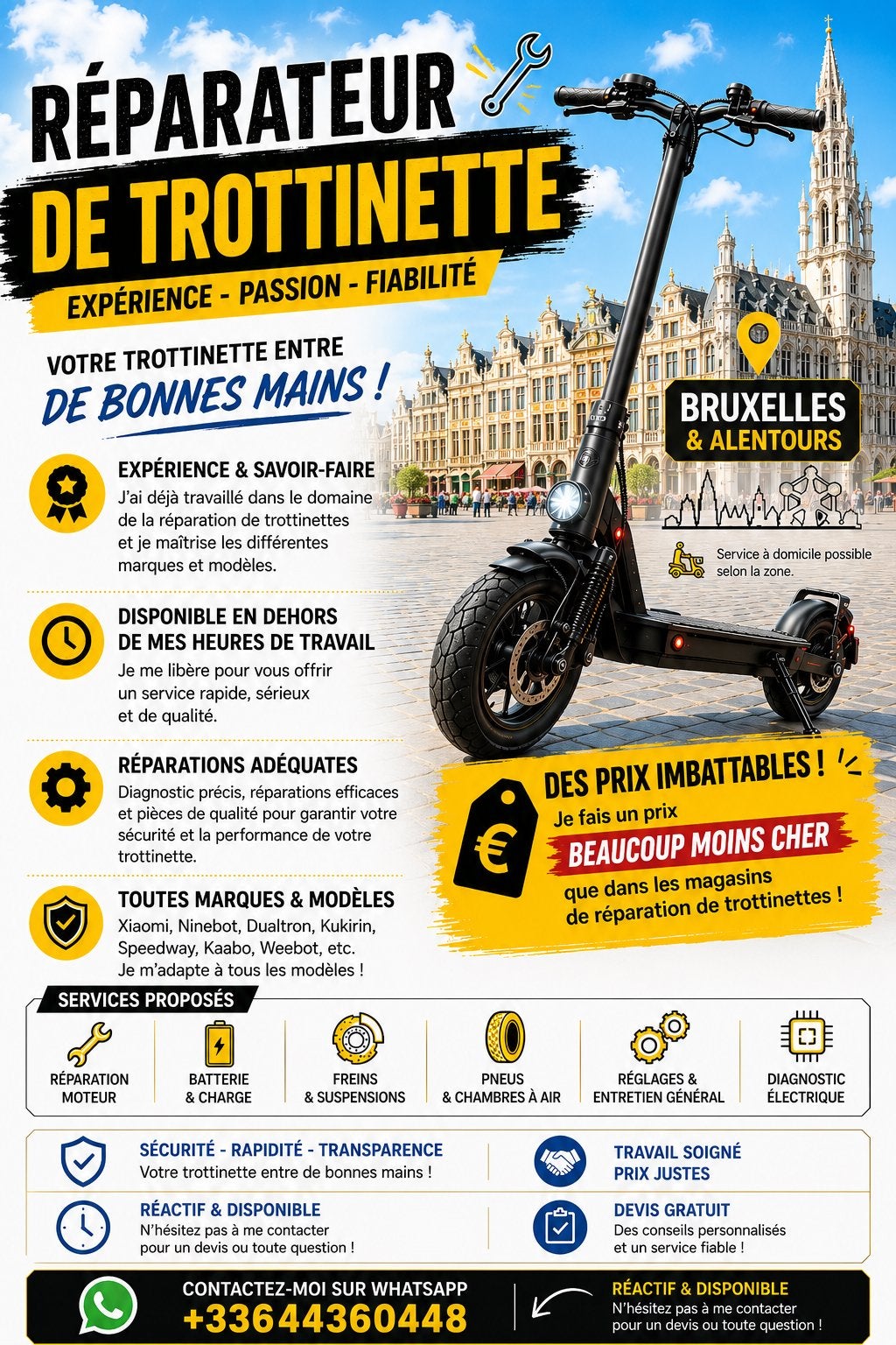 Réparation de trottinette sur Bruxelles, Enlèvement, Comme neuf