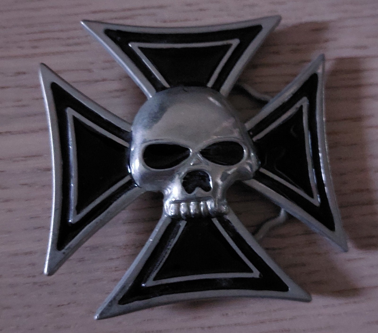 BUCKLE VOOR RIEM  - CROSS & SKULL  - NIEUW, Losse buckle of gesp, Zwart, Ophalen of Verzenden, Nieuw