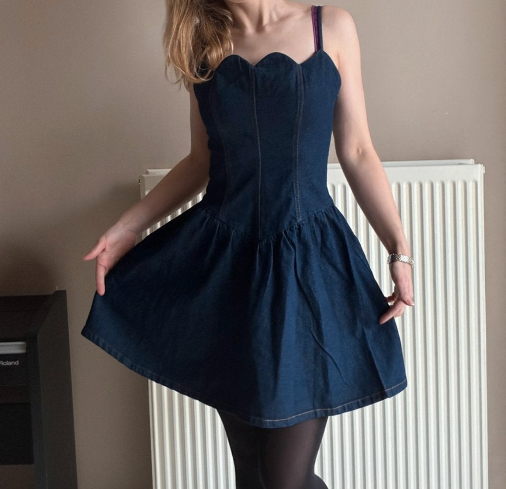 Denim sweetheart dress / dark blue (nieuw), Kleding | Dames, Jurken, Ophalen, Blauw, Nieuw, Maat 36 (S)