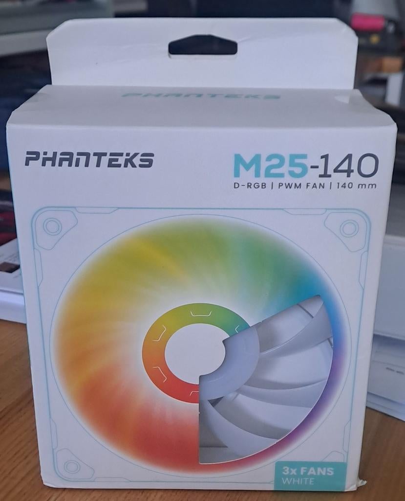 3-pack Phanteks M25 - Ventilatoren - 140 mm - wit, Ophalen of Verzenden, Nieuw, Luchtkoeling