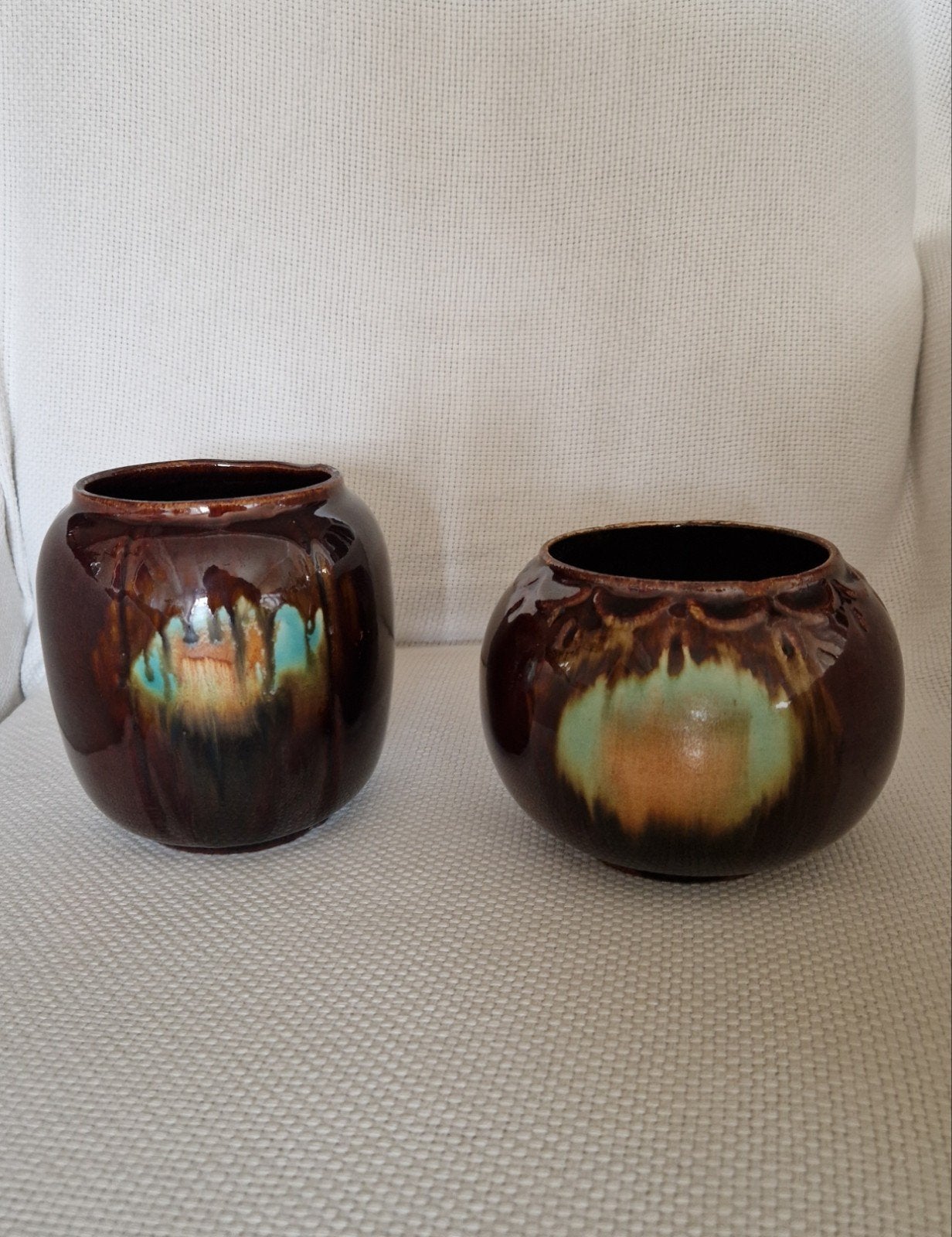 2 vases en céramique travail belge, Antiquités & Art, Enlèvement ou Envoi