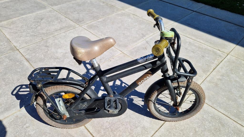 Vélo Popal Cooper Bamboo pour enfants, 14 pouces, noir, Stabilisateurs, Frein à rétropédalage, Enlèvement, Utilisé
