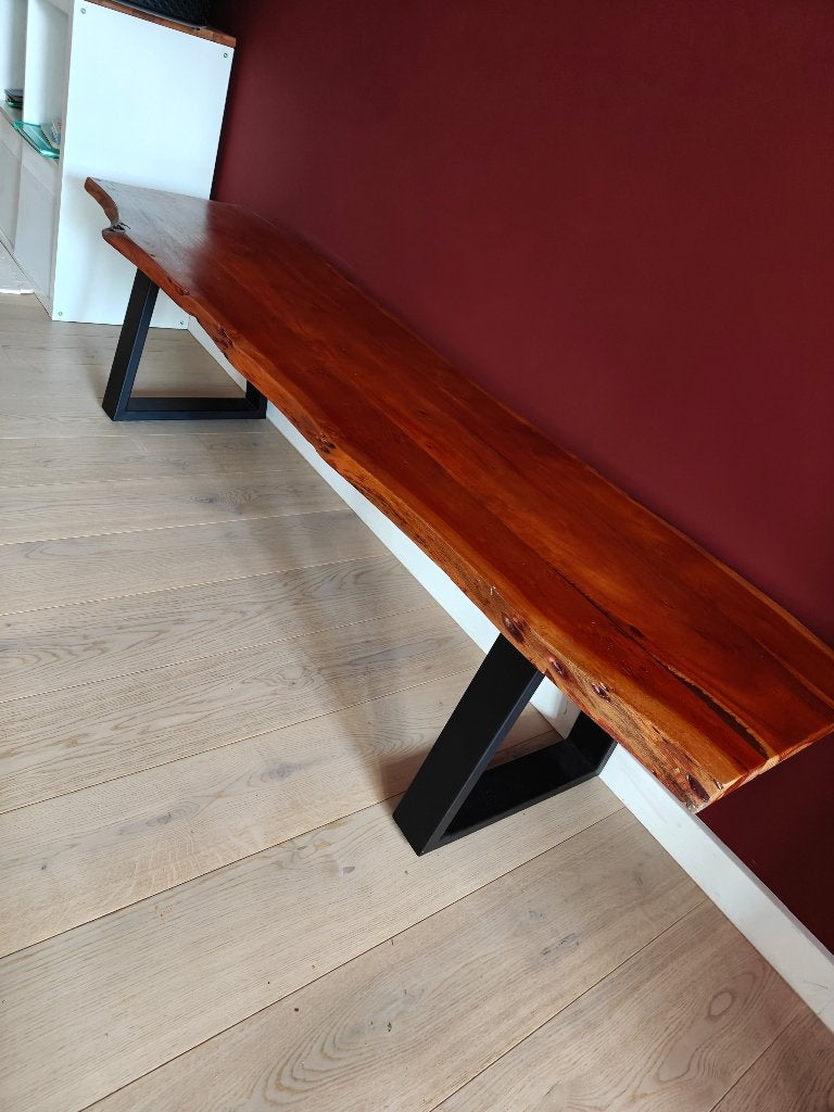 Eetkamer bank hout, Enlèvement, Comme neuf, Landelijk, Moins de 4 chaises