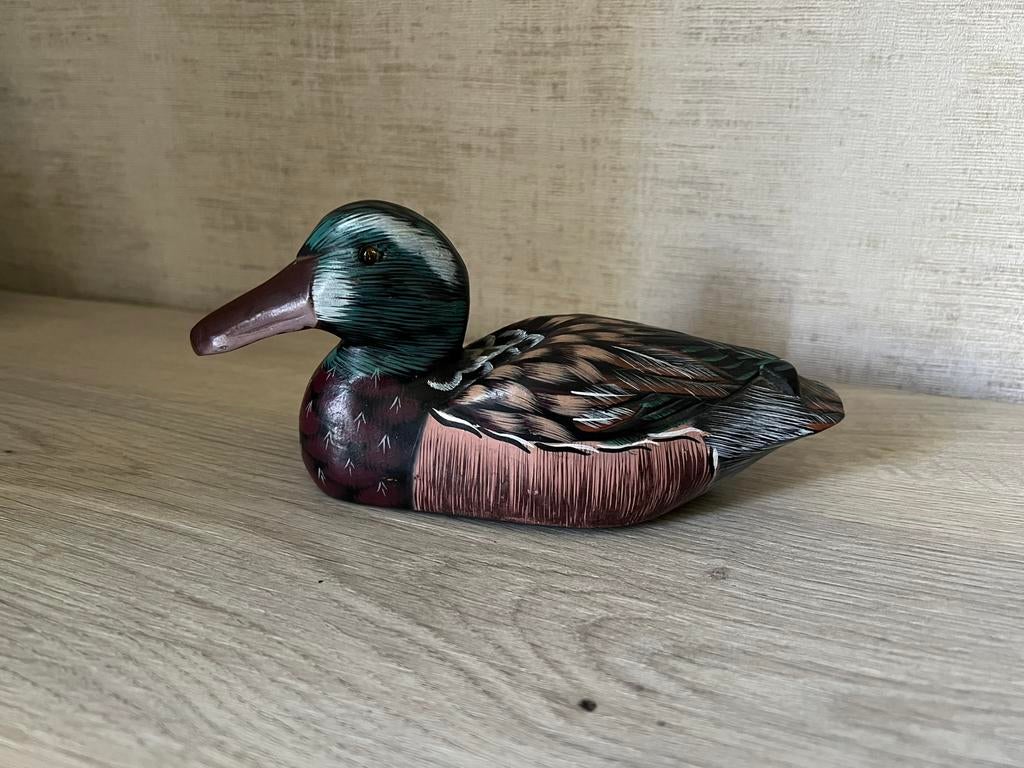 Decoratieve houten eend - 19 cm - Zeer goede staat, Ophalen, Zo goed als nieuw