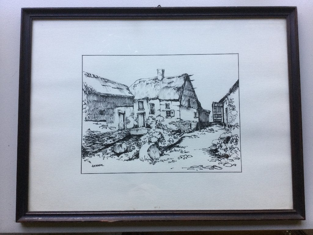 Originele inkttekening gesigneerd Herman, Antiek en Kunst, Kunst | Tekeningen en Fotografie, Ophalen of Verzenden