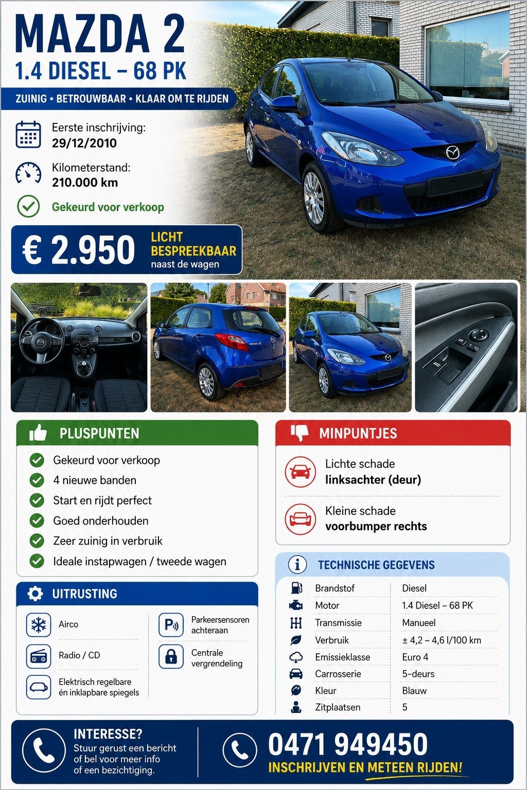 Mazda2 1.4 diesel euro 4, Boeken, Ophalen, Mazda