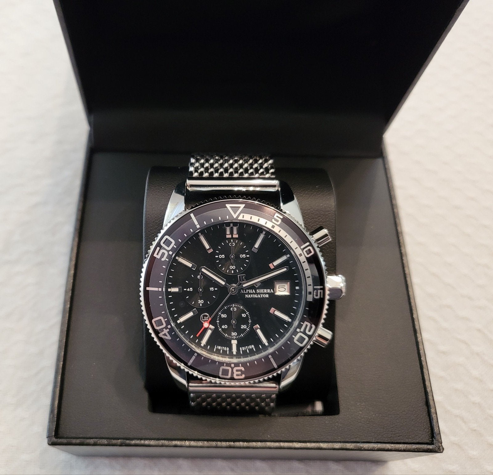 Herenhorloge alpha sierra navigator *nieuw*, Handtassen en Accessoires, Horloges | Heren, Ophalen of Verzenden, Zilver