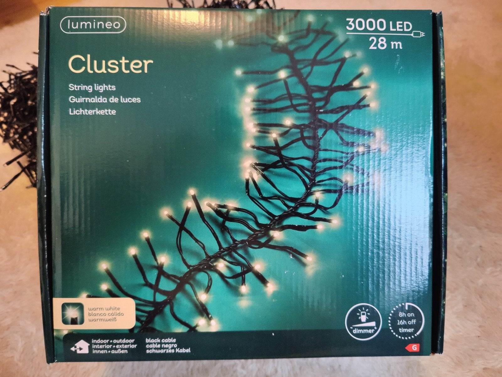 lumineo cluster kerstlampjes warm wit 3000 led 28m, Diversen, Ophalen, Zo goed als nieuw