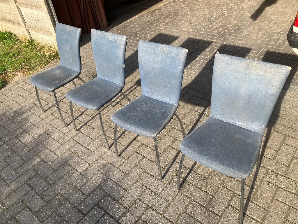 Design keukenstoelen gratis, Huis en Inrichting, Ophalen, Gebruikt, Blauw, Vier
