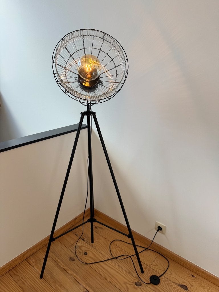 Lampe industrielle sur pied, Verre, Comme neuf, Industriel, 150 à 200 cm