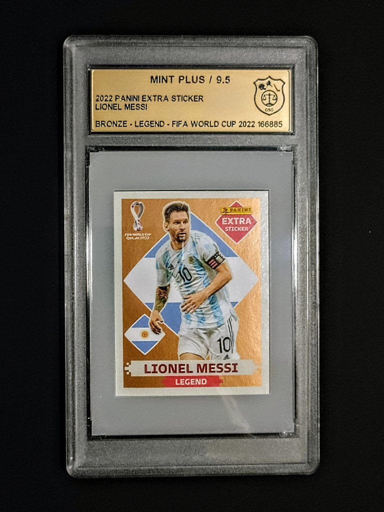 2022 PANINI QATAR LIONEL MESSI GSG 9.5 extra sticker brons, Ophalen of Verzenden, Nieuw, Sticker