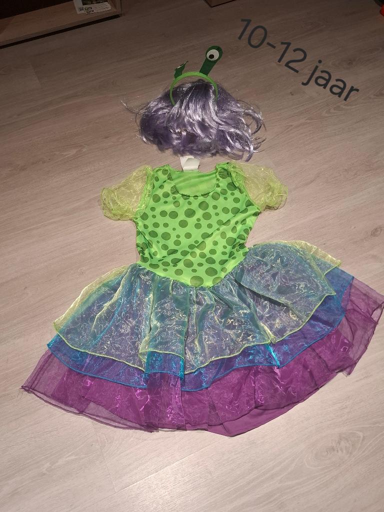 kleurrijk alienpak (10-12 jaar), Kinderen en Baby's, Carnavalskleding en Verkleedspullen, Ophalen of Verzenden, Zo goed als nieuw