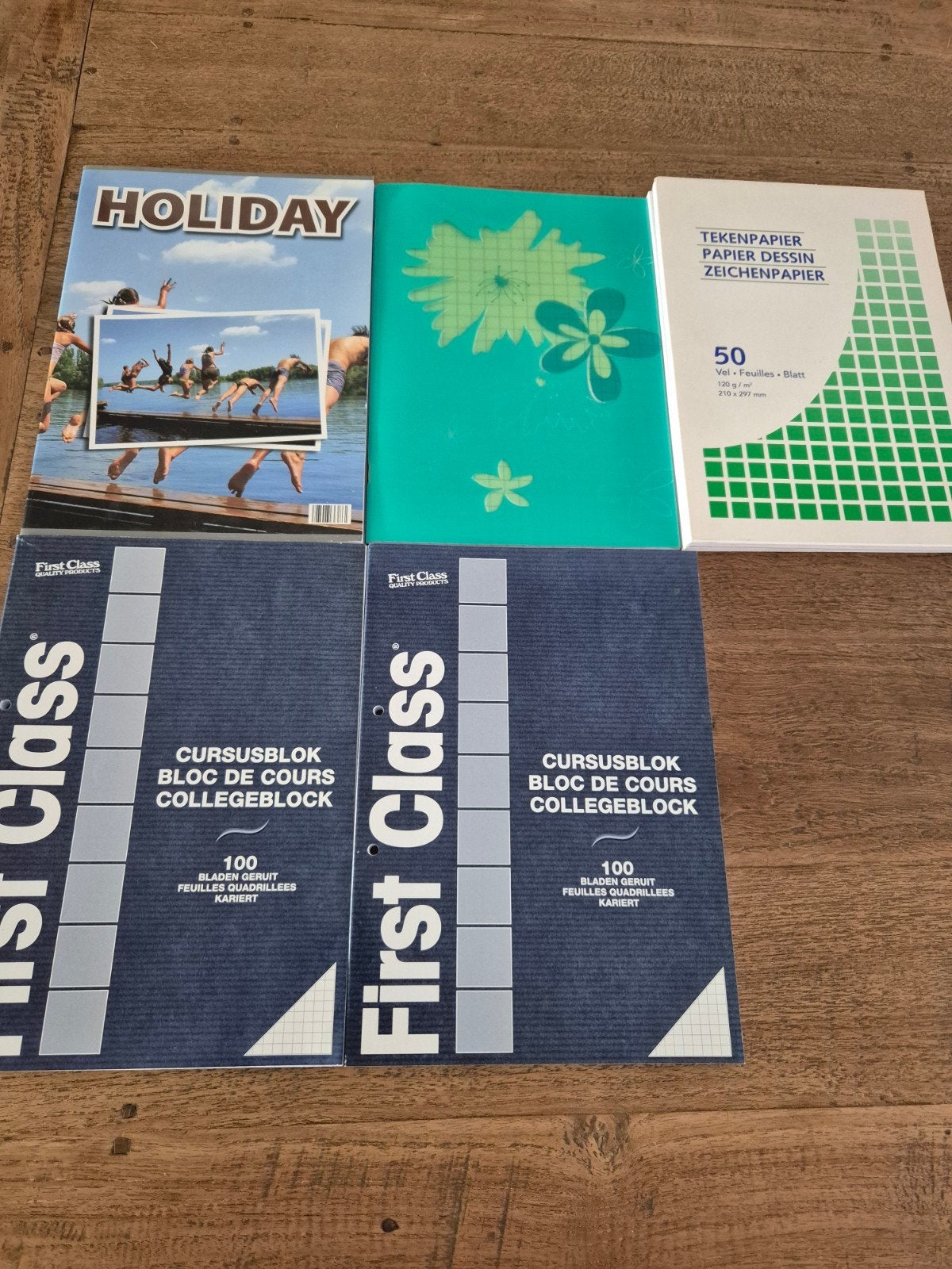 cursusblokken, teken papier en kleine schriftjes, Ophalen