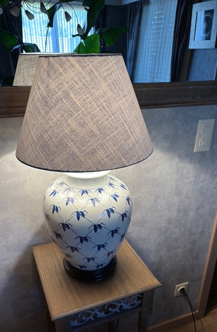 Chinoiserie Tafellamp Jingchang Blauw-Wit Porselein - 65cm, Huis en Inrichting, Ophalen, Overige merken, Meerkleurig, E27 (groot)