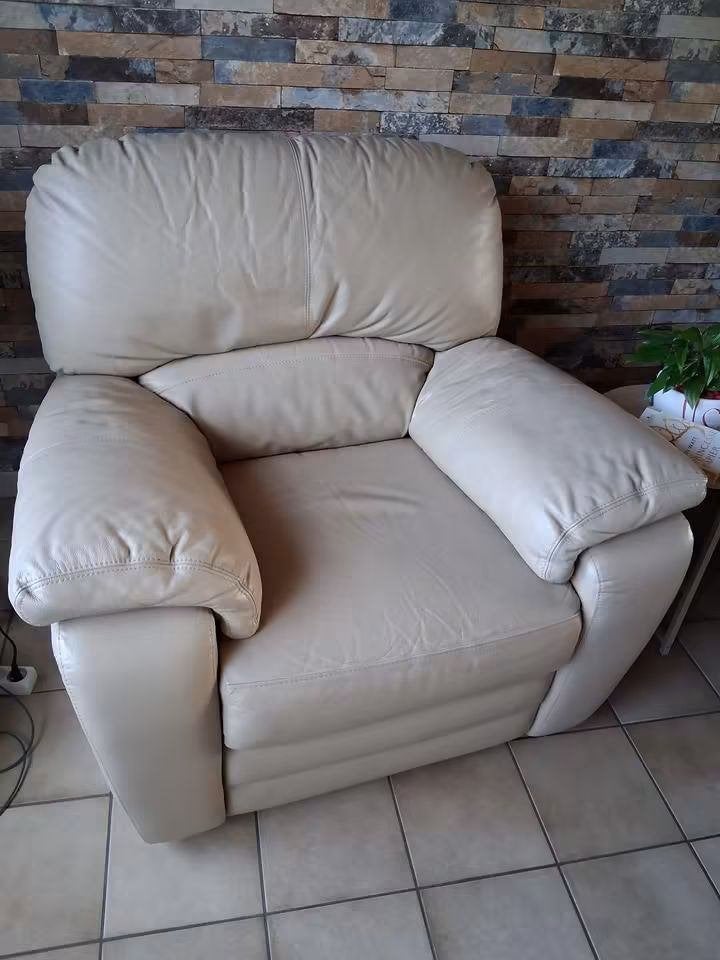 Fauteuils en cuir beige relax ( pas électrique), Enlèvement, Utilisé, Cuir