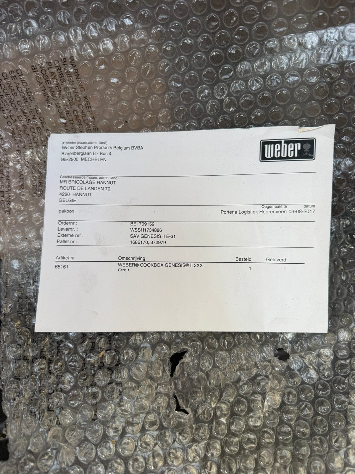 Weber genesis II onderbak nieuw, Ophalen, Nieuw