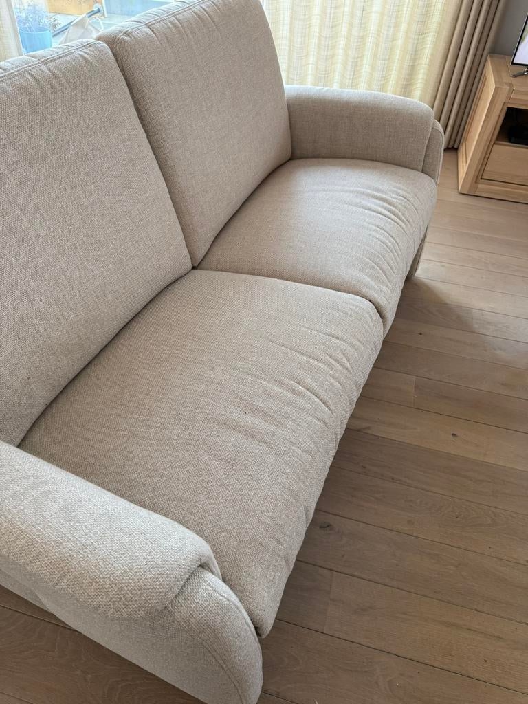 Recent lichtbeige salon te koop, belgisch fabrikaat, Ophalen, Zo goed als nieuw, Stof