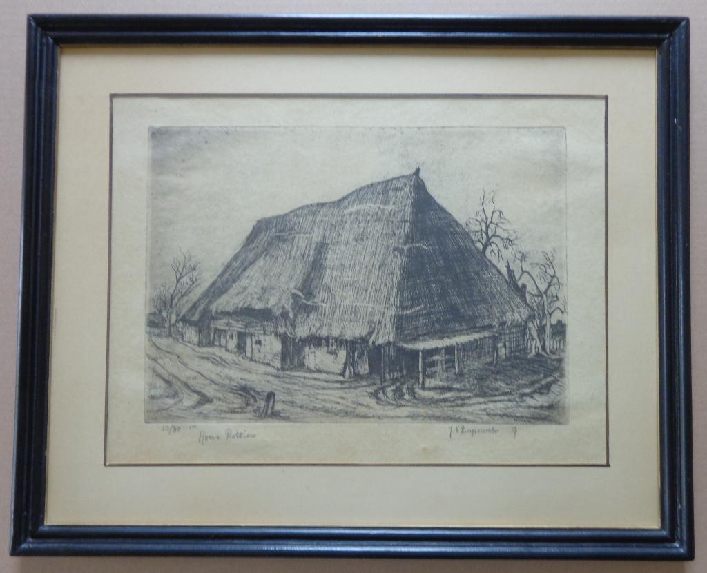 JOZEF VAN RUYSSEVELT / HOEVE ROTTIERS / ETS / 43x53cm KADER, Ophalen of Verzenden