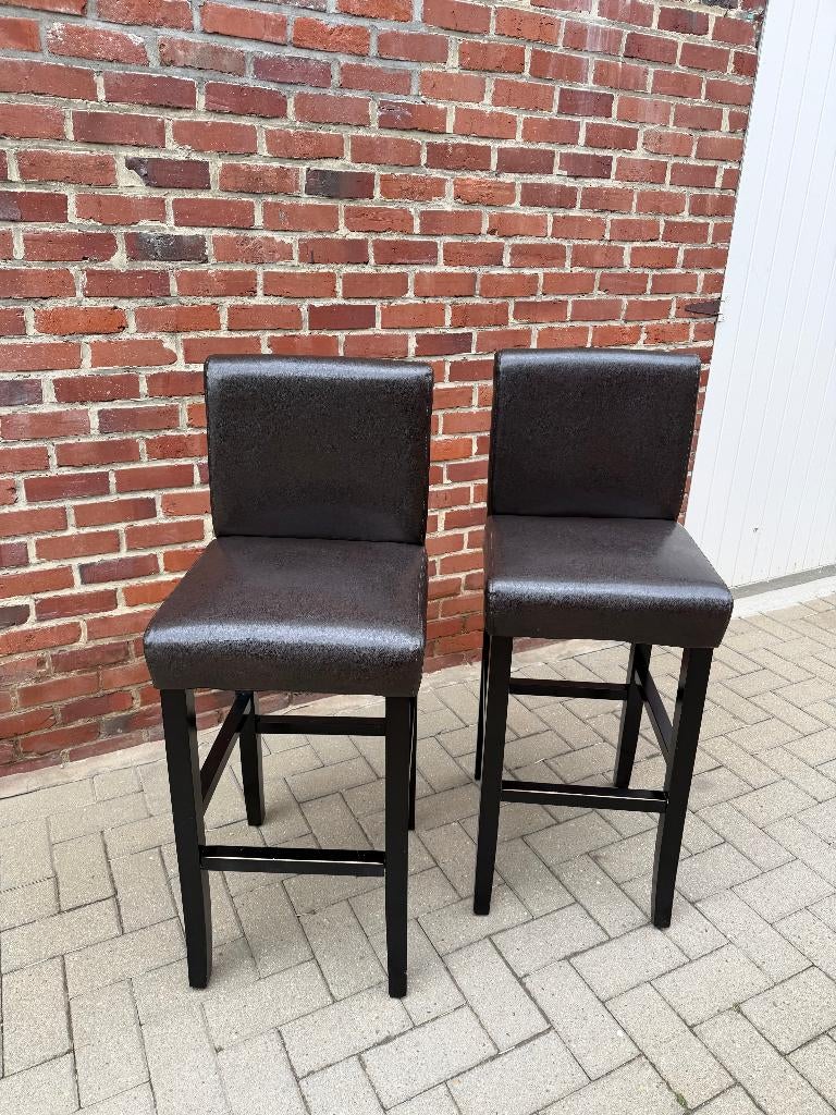 🪑✨ 2x Barkrukken Tectake – Donkerbruin Kunstleer ✨🪑, 2 tabourets, Comme neuf, Enlèvement, 60 à 90 cm