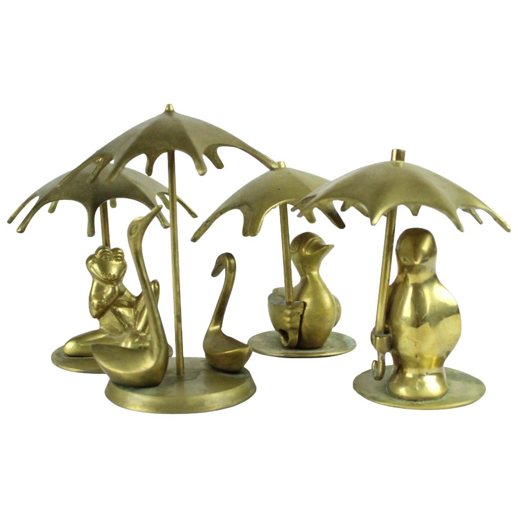 Set messing dier beeldjes met parasol – ca. 1960–1980, Enlèvement ou Envoi