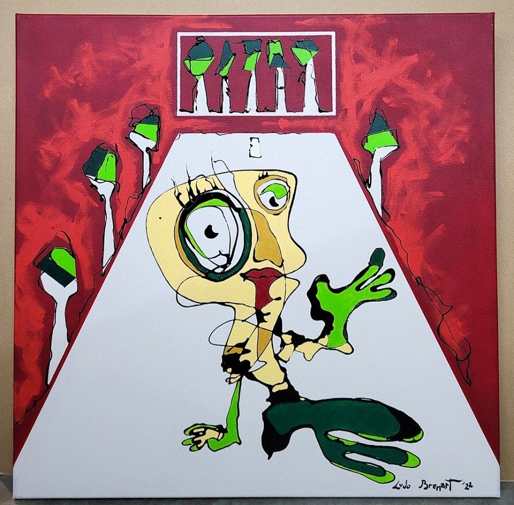 Ludo BRENART, de weg naar het bos kwijt, Antiquités & Art, Art | Peinture | Classique, Enlèvement ou Envoi, Daté, Peinture acrylique