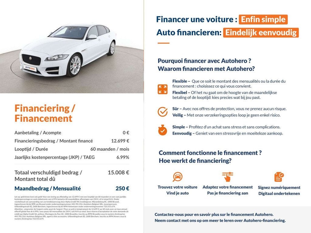 Jaguar XF 20d R-Sport AWD (année de construction 2016), Autos, Jaguar, Cuir, Achat, 1700 kg, https://public.car-pass.be/vhr/2ecf5791-4c58-41d8-83d4-f14e1a6000cc