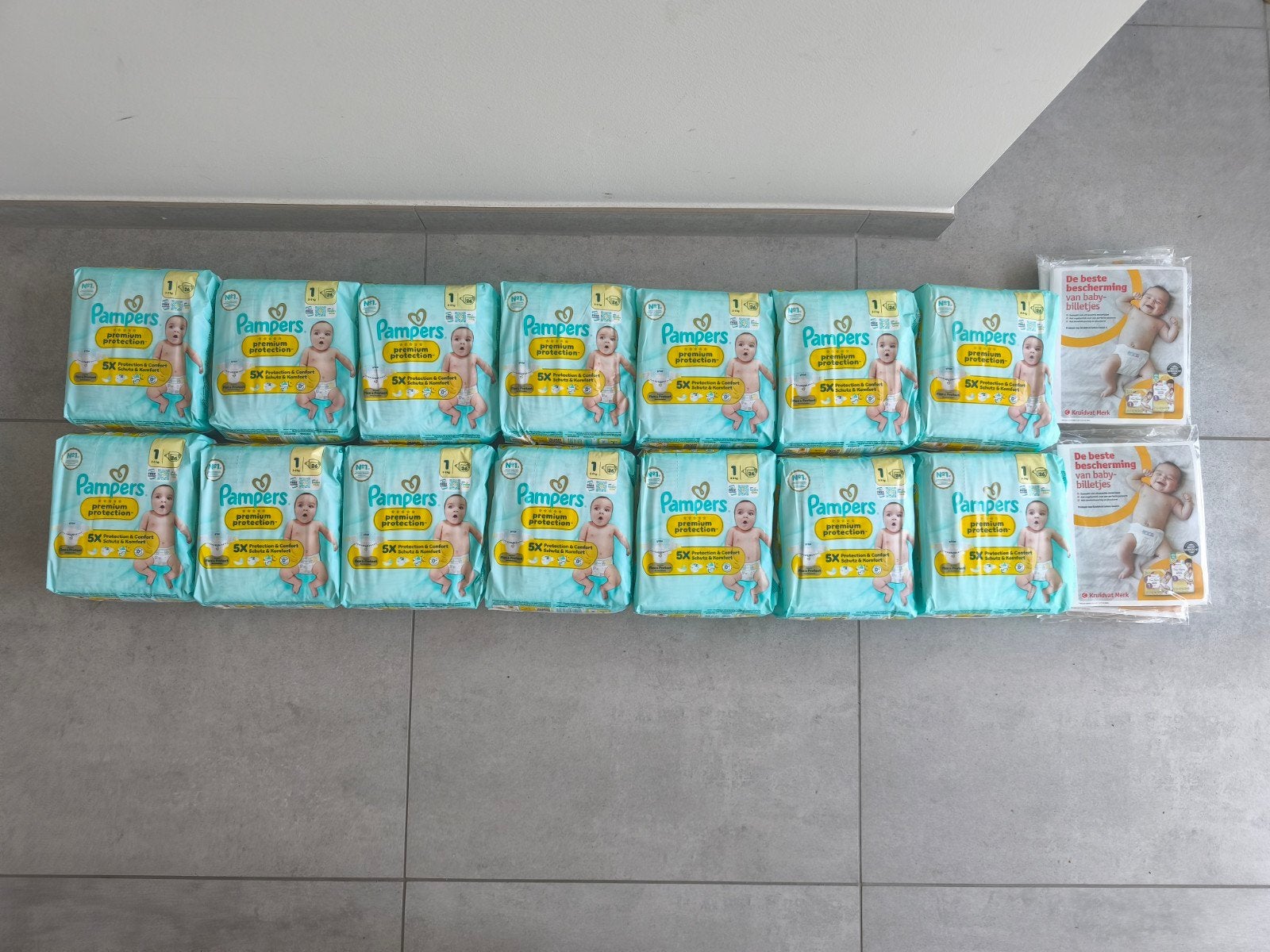 Te koop: 14 pakken Pampers Premium Protection maat 1, 2–5 kg, Ophalen