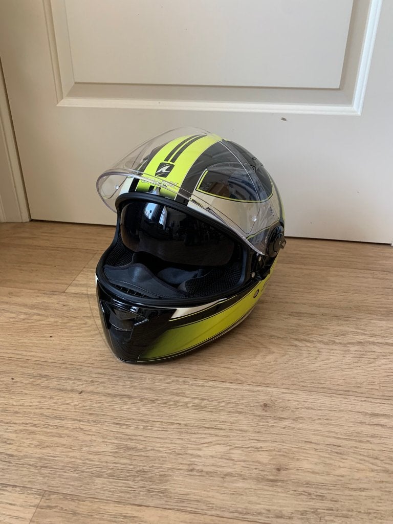 Casque moto Shark Vision-R High Visibility état presque neuf, Motos, M, Seconde main, Enlèvement, Hommes