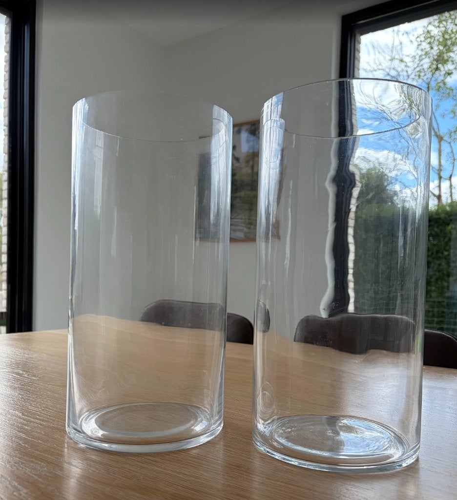 Grote vazen 2st, Maison & Meubles, Accessoires pour la Maison | Vases, Transparent, 30 cm, Comme neuf, Verre