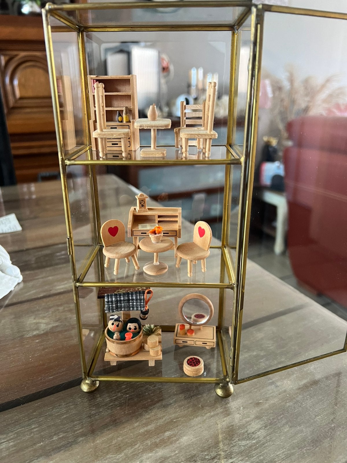 Te koop vintage glaze kastje met meubeltjes, Ophalen, Zo goed als nieuw