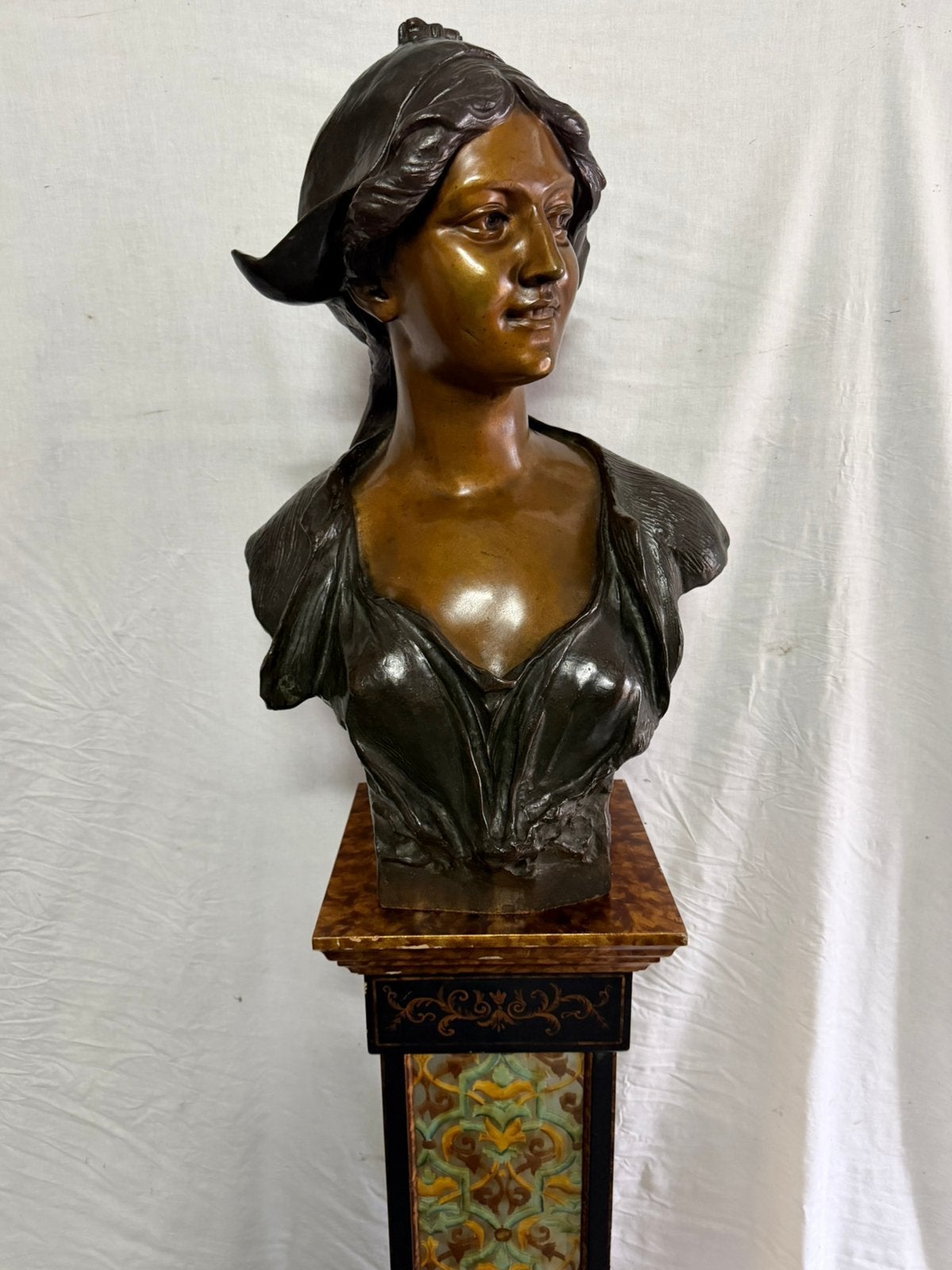 Bronzen Buste Vlaamse Boerin ( Top Stuk ), Antiek en Kunst, Ophalen, Brons