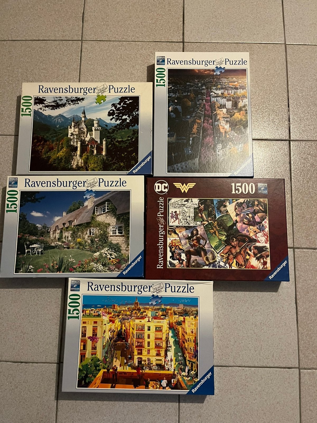 5 puzzels 1500 stuks Ravensburger, Ophalen, Zo goed als nieuw