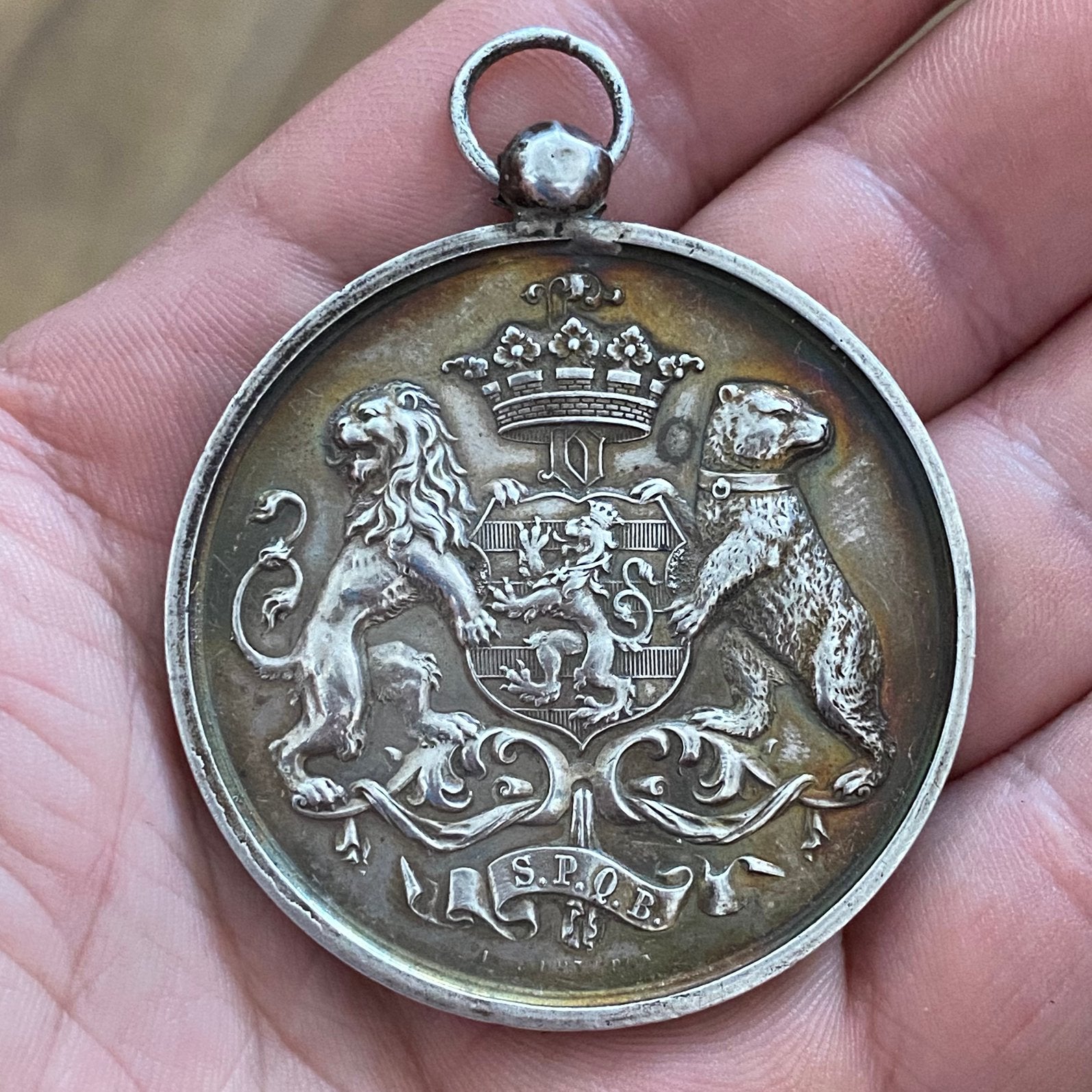 Medaille van de stad Brugge, SPQB, sterling zilver, Postzegels en Munten, Penningen en Medailles, Zilver, Ophalen of Verzenden