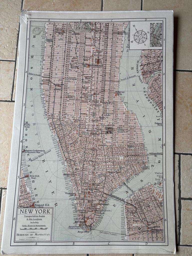 Kaart New York (Hudson River), Huis en Inrichting, Woonaccessoires | Schilderijen, Tekeningen en Foto's, Ophalen, Nieuw, Foto of Poster