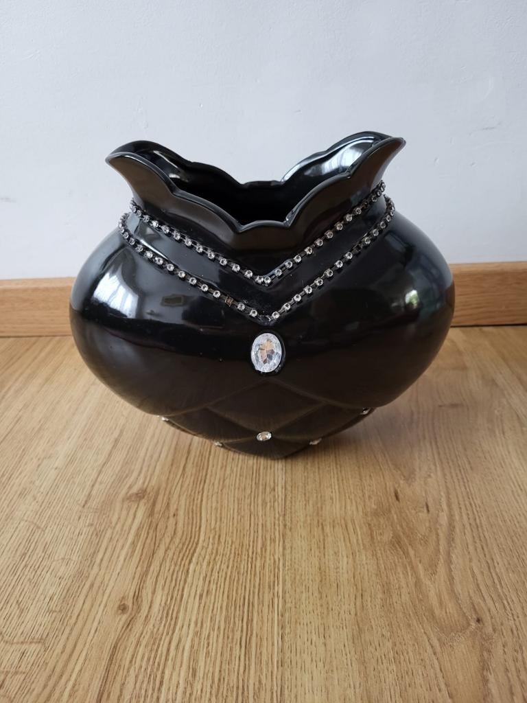 Zwarte glazen vaas, Ophalen of Verzenden
