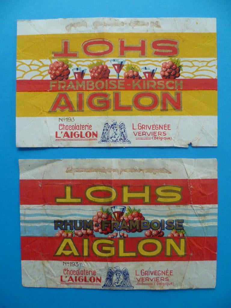 Chocolade Aiglon chocolat emballage wikkels omslagen  x 2, Enlèvement ou Envoi, Utilisé