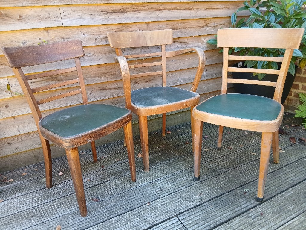3 houten industrial stoelen, Ophalen