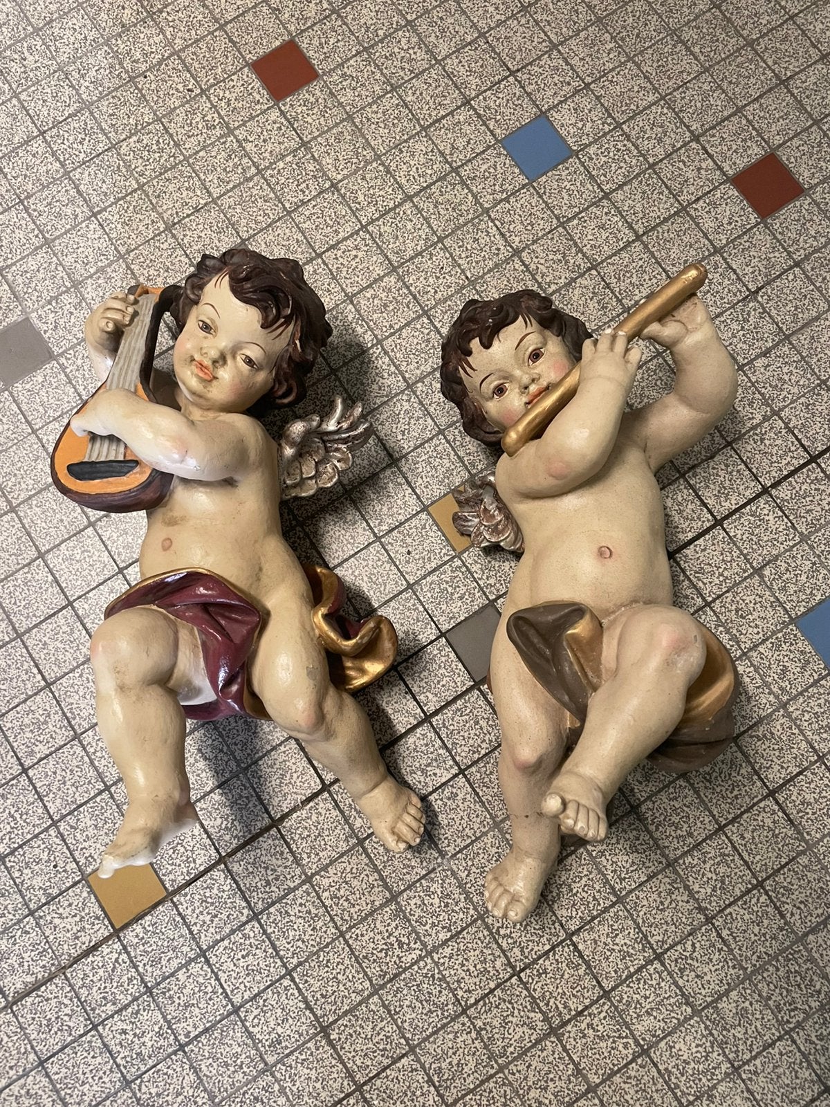 Set van 2 vintage musicerende engelen – barokstijl, Ophalen, Gebruikt