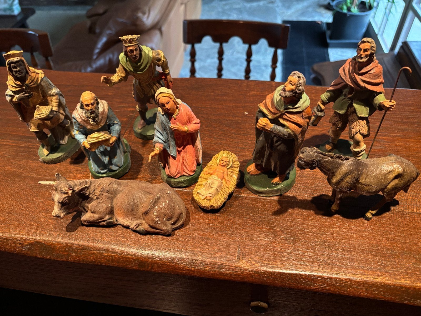antieke kerststal figuren, Ophalen, Gebruikt, Mens