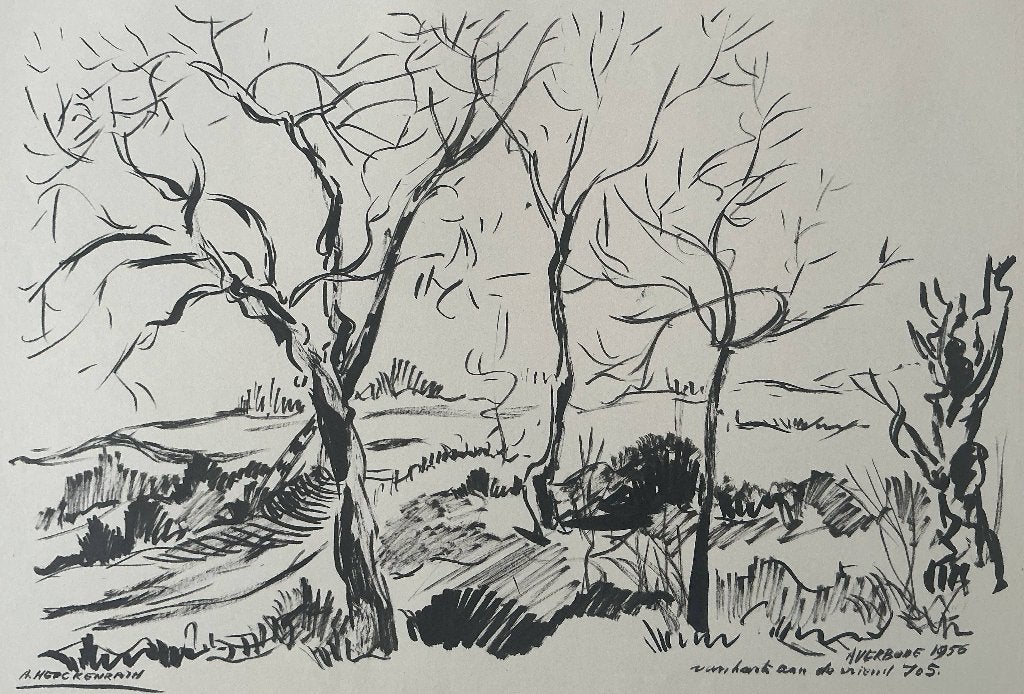 Inkttekening Antoon Herckenrath (1907-1977) Averbode, Antiquités & Art, Enlèvement, Dessin