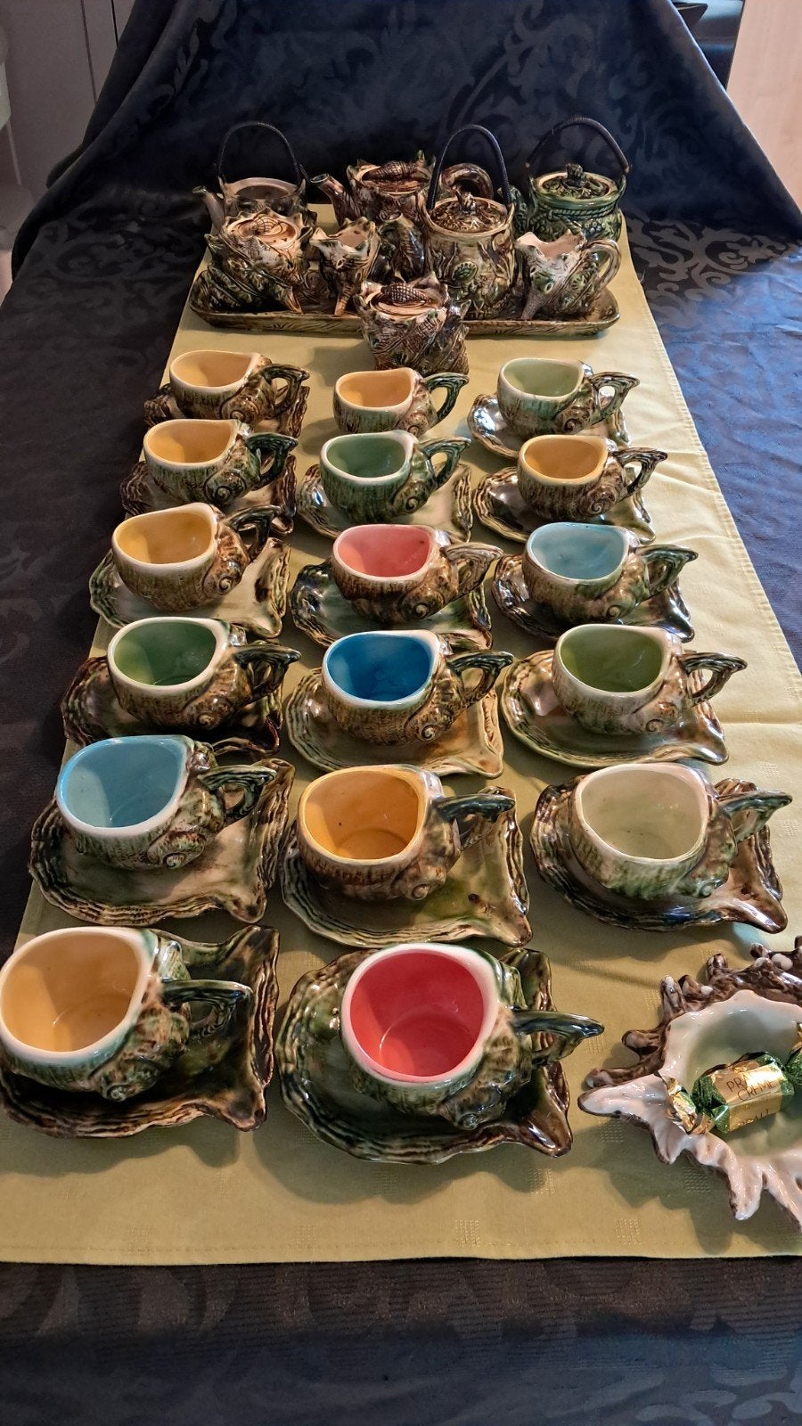 vintage keramisch theeservies slushy shell 44 stuks, Ophalen
