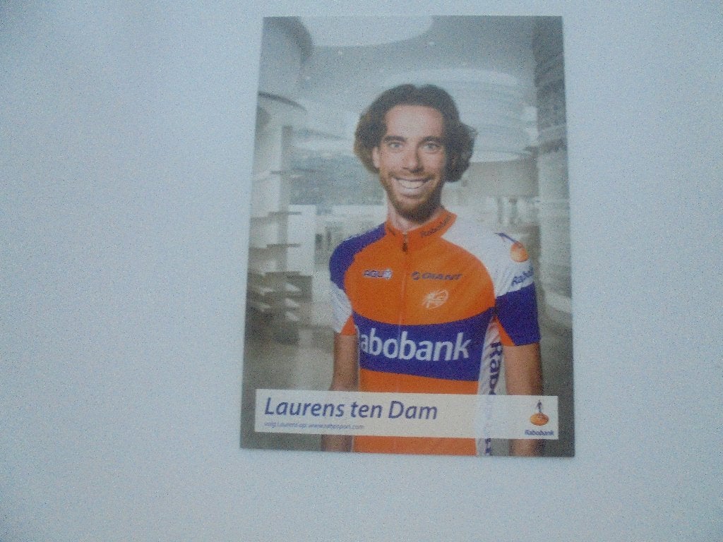 wielrenner-laurens ten dam, Verzamelen, Foto's en Prenten, Verzenden, 1980 tot heden, Zo goed als nieuw, Foto