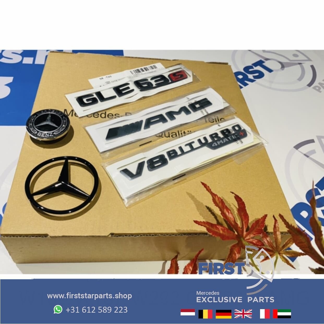 V167 C167 GLE63 4MATIC+ STER AMG LOGO SET ZWART EMBLEMEN SET, Gebruikt, -, Ophalen of Verzenden, -