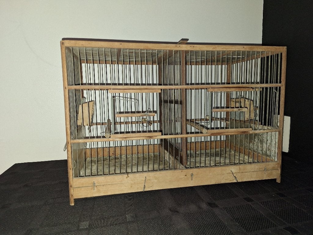 Très Ancienne Cage avec séparation, Animaux & Accessoires, Oiseaux | Cages & Volières, Utilisé, Cage d'élevage, Bois, Enlèvement