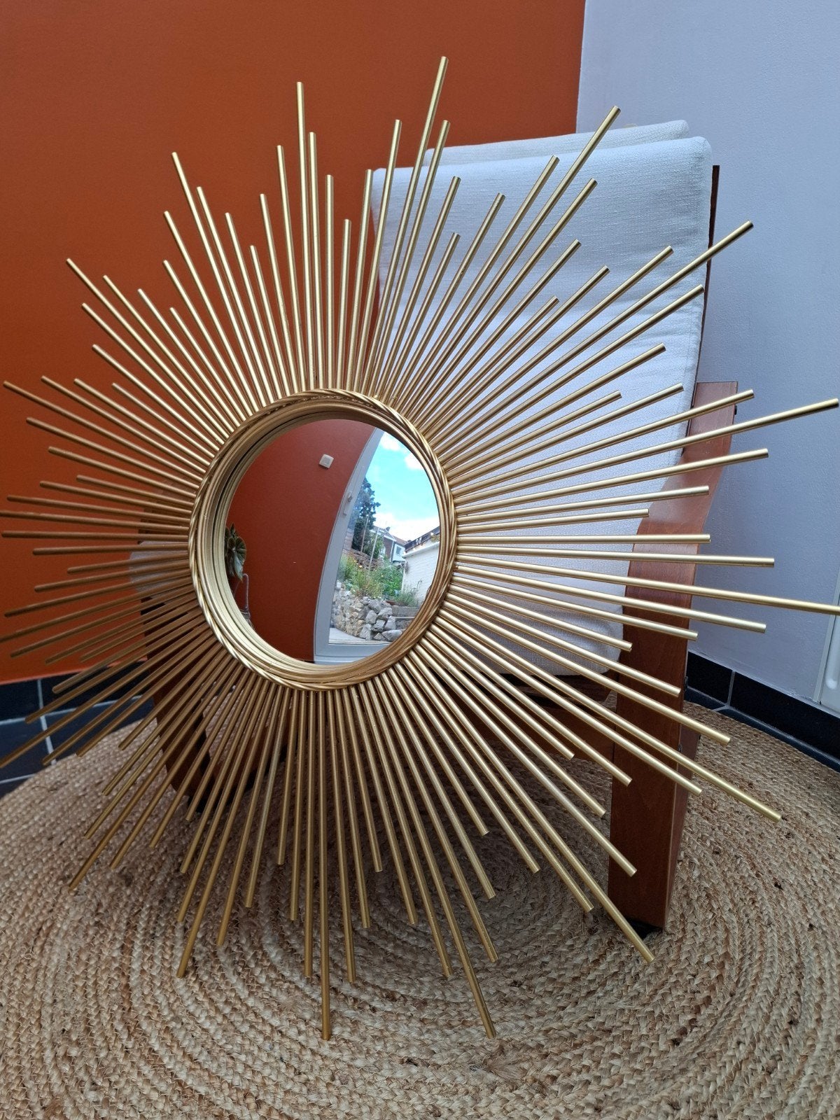 Miroir soleil XL 100cm avec son verre convexe, Antiquités & Art, Enlèvement